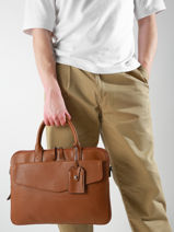 Leather Flandres Briefcase 1 Compartment Etrier Brown flandres EFLA8241-vue-porte