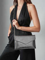 Large Leather Paddock Clutch Bag Etrier Silver paddock EPAD075L-vue-porte