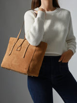 Sac Port� �paule Altesse Suede Cuir Etrier Marron altesse suede EASU088M-vue-porte