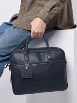 2-compartment Business Bag Foulonn Leather Etrier Blue foulonne EFOU8152-vue-porte