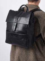 Sac  Dos Business Foulonn 2 Compartiments Cuir Etrier Noir foulonne EFOU8092-vue-porte